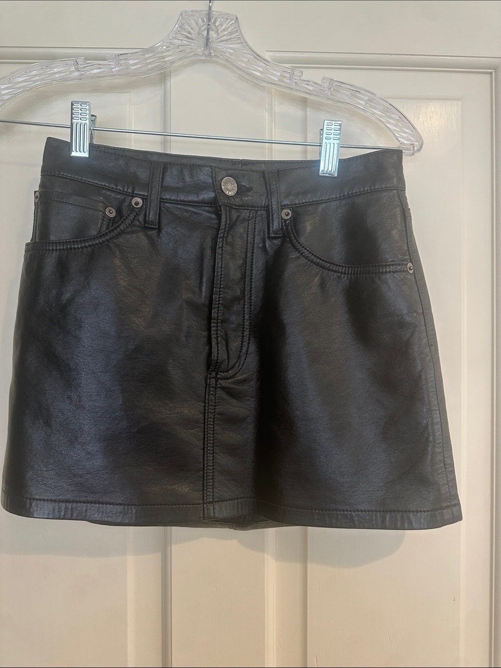 Agolde Black Leather Mini Skirt size 0